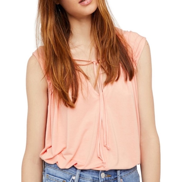 Free People Back In Town Flowy Top XS Orange‎ Oversized Sleeveless Stretchy - Picture 2 of 8
